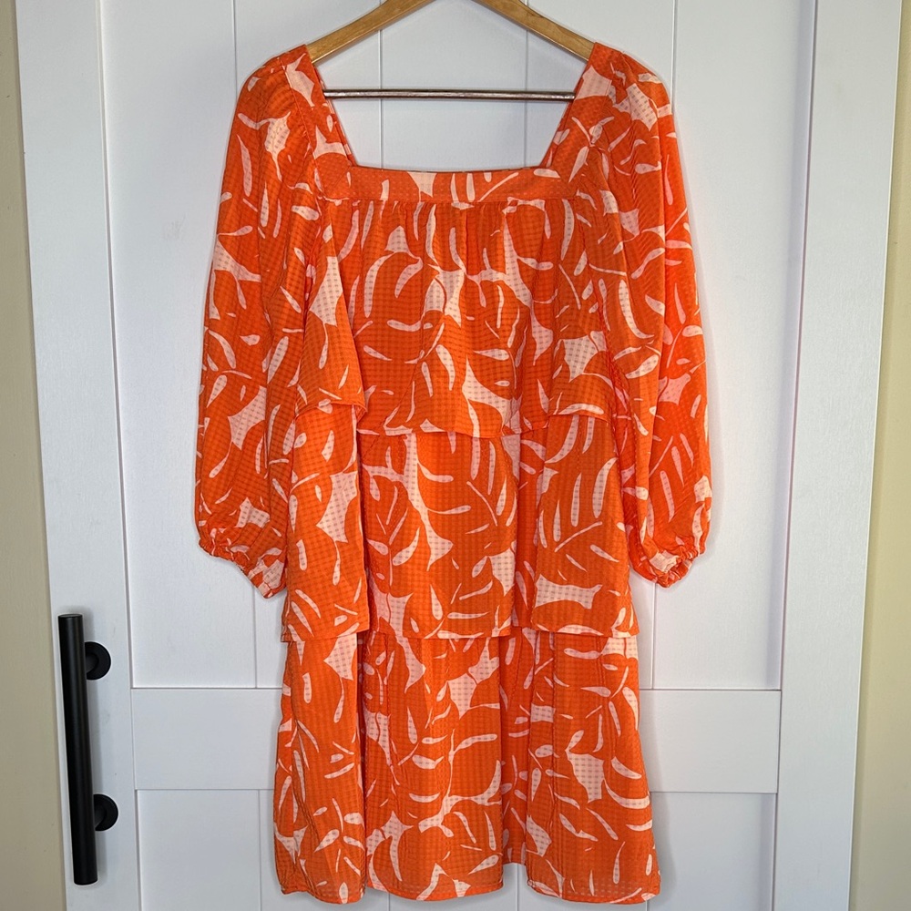 Who What Wear Orange and White Mini Dress